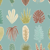 OHPOPSI Wallpaper Leaf Boogie Colourway Seafoam Tile Image