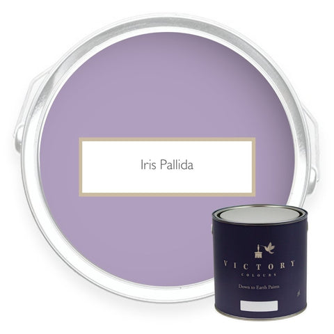 Two tins of Iris Pallida lilac eco paint from Victory Colours