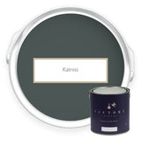 Two tins of Katniss dark green eco paint from Victory Colours