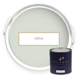 Two tins of Killifish pale green eco paint from Victory Colours