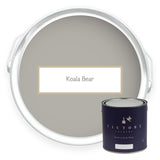 Two tins of Koala Bear silvery grey eco paint from Victory Colours