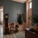 Paintable textured wallpaper in a hallway, Louisa RD750, painted in Dick Turpin