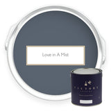 Two tins of Love in the Mist deep blue eco paint from Victory Colours