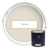 Two tins of Magnolia cream beige eco paint from Victory Colours