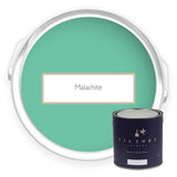 Two tins of Malachite turquoise eco paint from Victory Colours