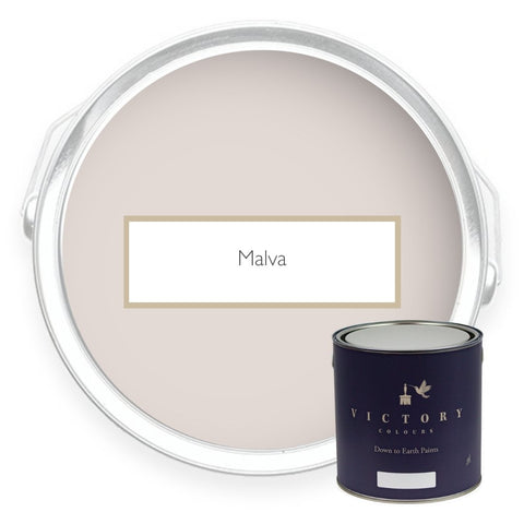 Two tins of Malva soft pink eco paint from Victory Colours