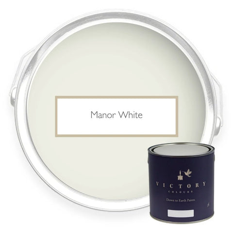 Two tins of Manor White warm white eco paint from Victory Colours