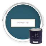 Two tins of Mermaid's Tail deep teal eco paint from Victory Colours