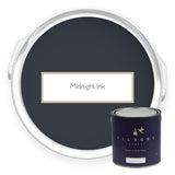 Two tins of Midnight Ink dark blue eco paint from Victory Colours