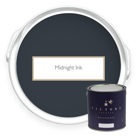 Two tins of Midnight Ink dark blue eco paint from Victory Colours