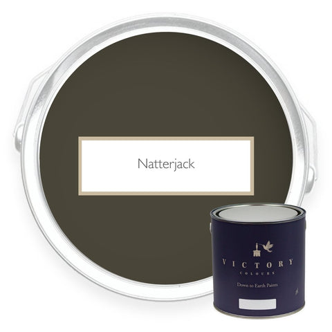 Two tins of Natterjack brown eco paint from Victory Colours