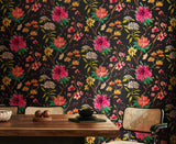 Hanashi Saku Midnight Twist wallpaper by Ohpopsi shown on a full wall