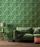 Eden Vol 1 Seaweed Garden Emerald wallpaper by Hoopla Walls in a styled living room