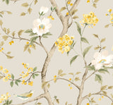 Purity Bird Song Silver wallpaper by Hoopla Walls, a grey floral design