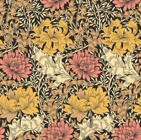 Eden Vol 1 Chrysanthemum Ginger wallpaper by Hoopla Walls, an orange floral design