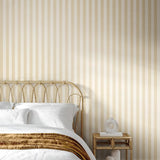 Elegance Shadow Stripe Oyster wallpaper by Hoopla Walls shown on a full wall