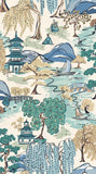 Hanashi Oka Indigo wallpaper by Ohpopsi, a blue leaf design