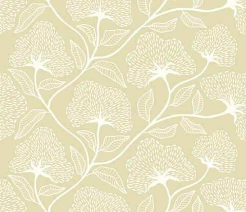Purity Dash Trail Pear wallpaper by Hoopla Walls, a green floral design