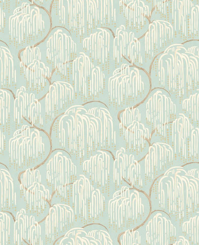 Hanashi Shizu Seafoam wallpaper by Ohpopsi, a green leaf design