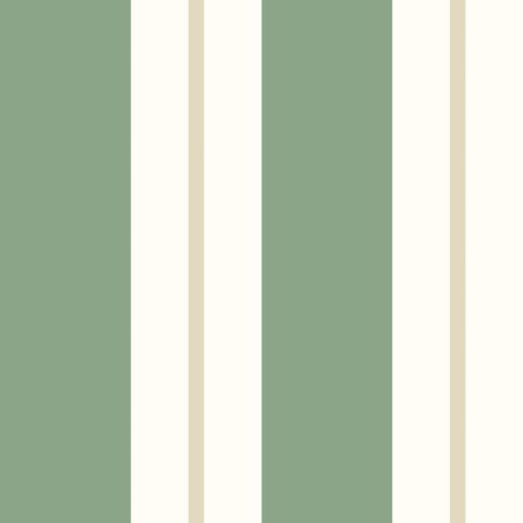 Simply Stripes Wide Multi Stripe Moss wallpaper by Ohpopsi, a green striped design