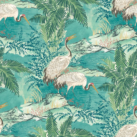 Hanashi Kansho Lagoon wallpaper by Ohpopsi, a teal leaf design