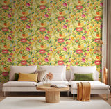 Riches of Nature Clementine Marigold wallpaper by Ohpopsi shown on a full wall