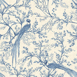 Purity Bird Toile Dark Denim wallpaper by Hoopla Walls, a blue toile design