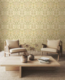 Eden Vol 2 Blackthorn Damask Olive & Clay wallpaper by Hoopla Walls shown on a full wall