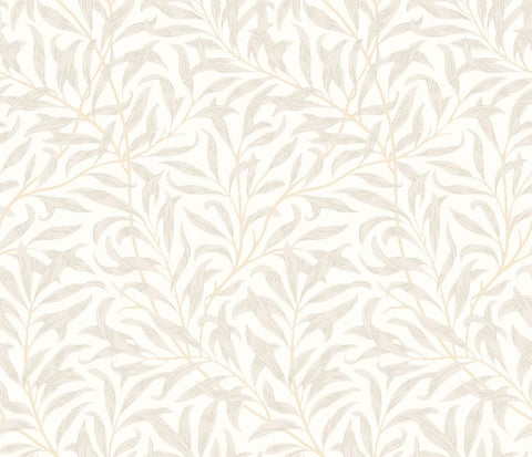 Eden Vol 2 Willow Trail Linen wallpaper by Hoopla Walls, a beige leaf design