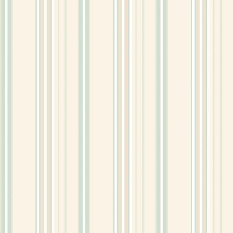 Simply Stripes Ribbon Mix Stripe Mint wallpaper by Ohpopsi, a green striped design