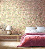 Eden Vol 1 Rosehip Trail Rose Pink wallpaper by Hoopla Walls in a styled bedroom