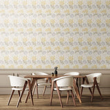 Eden Vol 1 Chrysanthemum Natural Stone wallpaper by Hoopla Walls in a styled dining room
