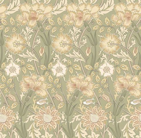 Eden Vol 2 Iris Meadow Olive wallpaper by Hoopla Walls, a green floral design