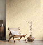 Eden Vol 2 Thistle Damask Soft Gold wallpaper by Hoopla Walls shown on a full wall