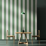 Simply Stripes Wide Multi Stripe Moss wallpaper by Ohpopsi shown on a full wall