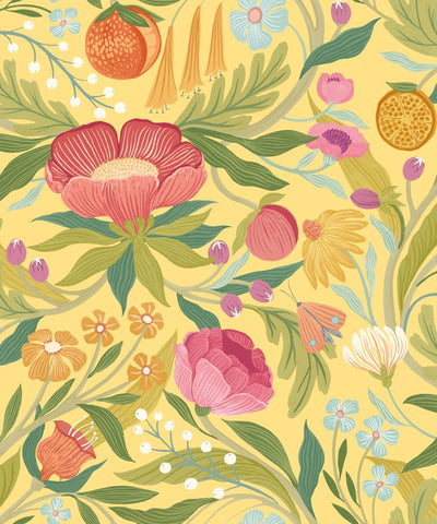 Riches of Nature Clementine Marigold wallpaper by Ohpopsi, a yellow floral design