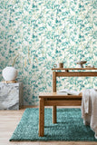 Hanashi Shadow Bamboo Peacock wallpaper by Ohpopsi shown on a full wall