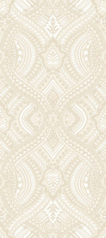 Elegance Ogee Damask Natural wallpaper by Hoopla Walls, a neutral damask design