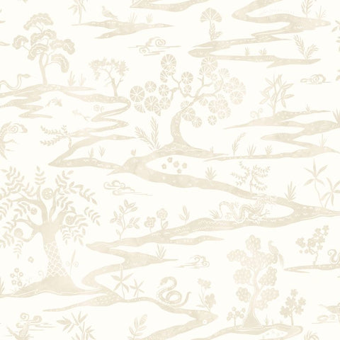 Hanashi Kaiwa Lace White wallpaper by Ohpopsi, a white leaf design