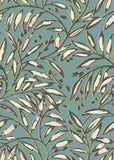 Riches of Nature Lorena Vine Petrol wallpaper by Ohpopsi, a teal leaf design