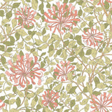 Eden Vol 1 Honeysuckle Leaf Trail Coral Pink wallpaper by Hoopla Walls, a coral leaf design