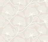 Purity Dash Trail Soft Fossil wallpaper by Hoopla Walls, a neutral floral design