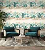 Hanashi Kigi Peacock Mix wallpaper by Ohpopsi shown on a full wall