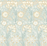 Eden Vol 2 Iris Meadow Seafoam & Straw wallpaper by Hoopla Walls, a teal floral design