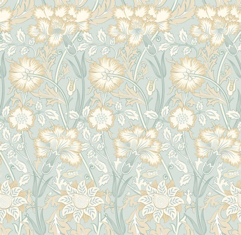 Eden Vol 2 Iris Meadow Seafoam & Straw wallpaper by Hoopla Walls, a teal floral design