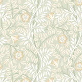 Eden Vol 1 Rosehip Trail Sage Green wallpaper by Hoopla Walls, a green floral design