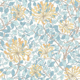 Eden Vol 1 Honeysuckle Leaf Trail Soft Blue wallpaper by Hoopla Walls, a blue leaf design