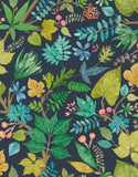 Riches of Nature Lush Leaves Midnight Garden wallpaper by Ohpopsi, a blue leaf design