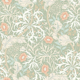 Eden Vol 1 Seaweed Garden Sage & Apricot wallpaper by Hoopla Walls, a green leaf design