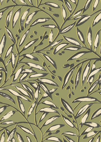 Riches of Nature Lorena Vine Olive wallpaper by Ohpopsi, a green leaf design
